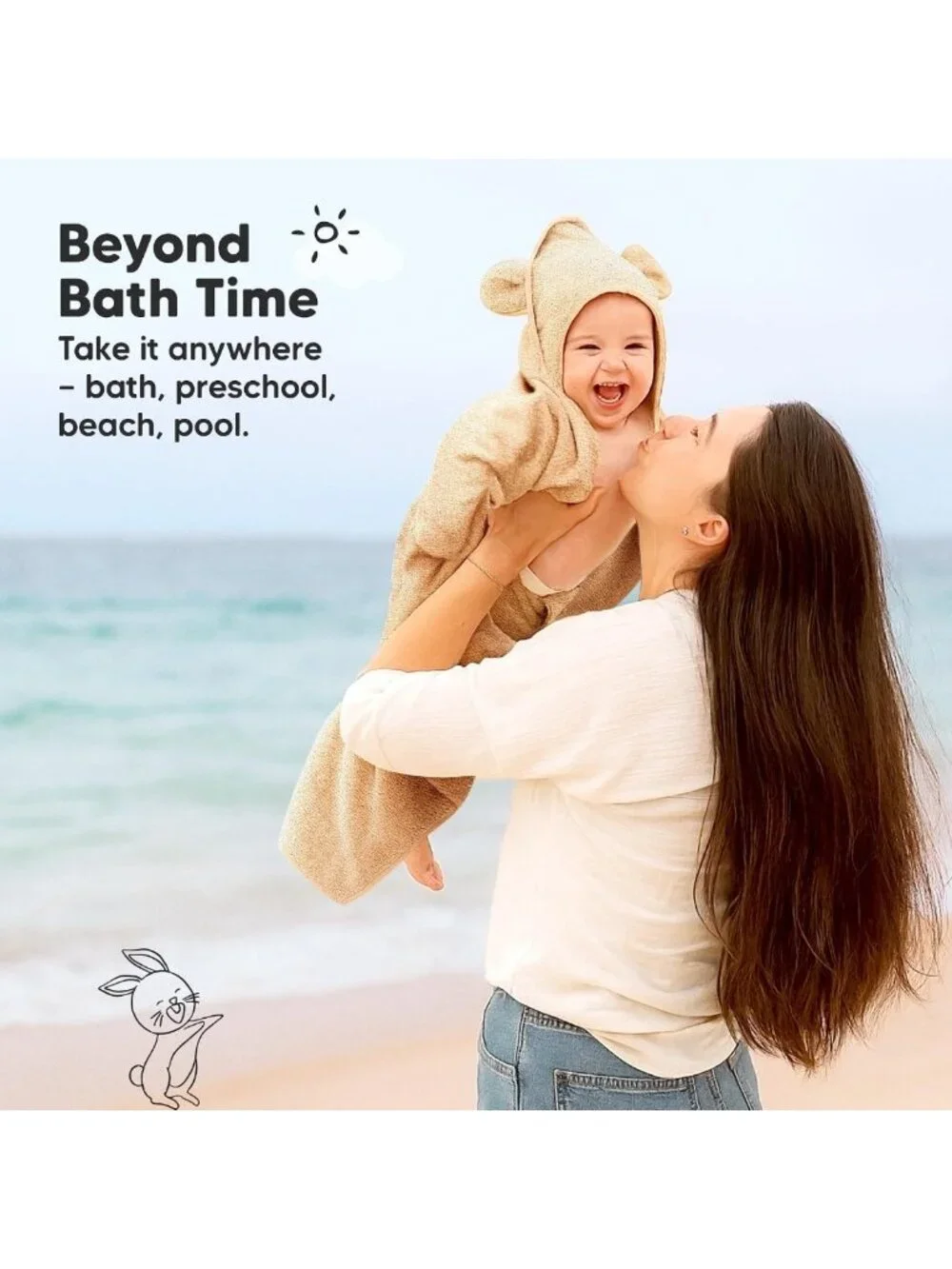 Soft Hooded Baby Towels 2-Pack for Newborns & Kids - Almond Color, 30x30 Inches